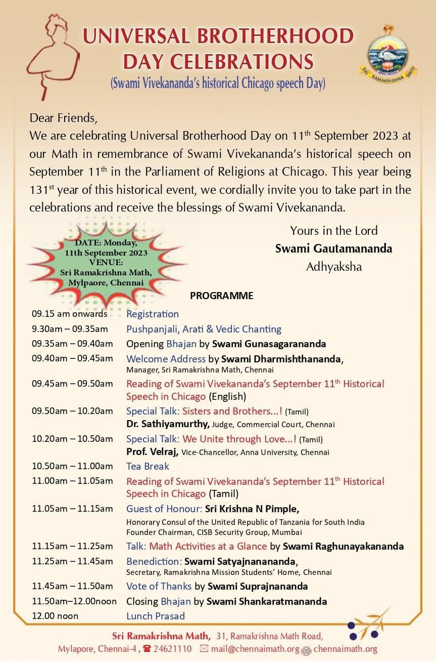 UNIVERSAL BROTHERHOOD DAY CELEBRATIONS 2023 - Vimarsana News